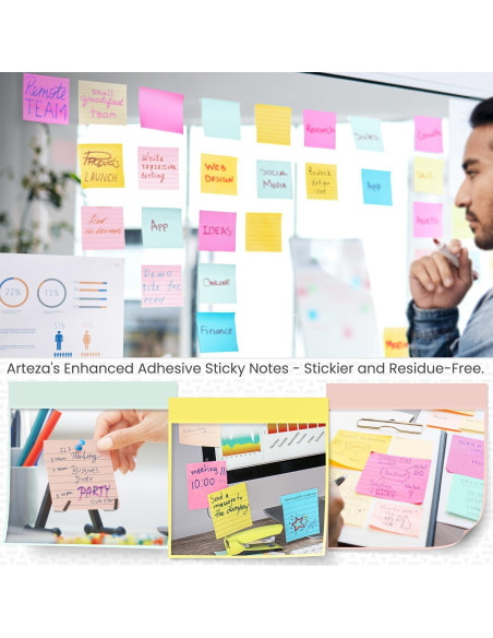Notas Adhesivas ARTEZA 48 Piezas 7.62x7.62 cm Multicolores Notas Adhesivas ARTEZA 48 Piezas 7.62x7.62 cm Multicolores