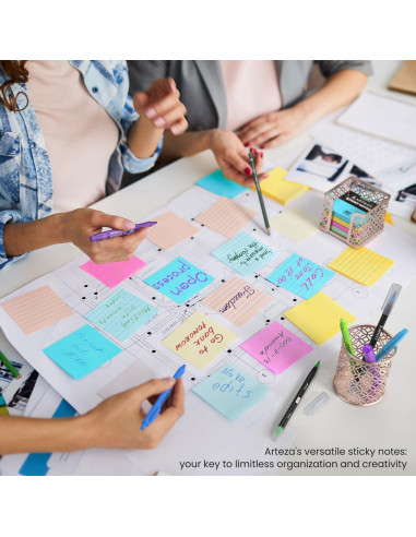 Notas Adhesivas ARTEZA 48 Piezas 7.62x7.62 cm Multicolores