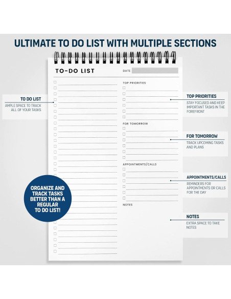 Bloc de Notas de Tareas Diarias Of a Happy Kind - 60 Hojas 16.5x24.9 cm