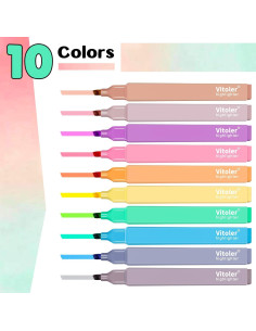 Vitoler 10 Marcadores Resaltadores Estéticos Multicolor Sin Sangrado 2