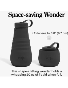 Botella Plegable Stojo Jr. Gris Carbón 592ml A Prueba de Fugas 2