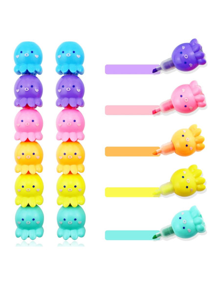 Set de 12 Resaltadores de Pulpo YETOOME Multicolor 20 cm