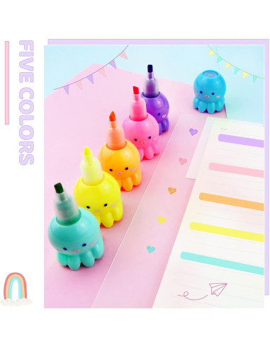 Set de 12 Resaltadores de Pulpo YETOOME Multicolor 20 cm