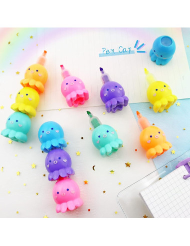 Set de 12 Resaltadores de Pulpo YETOOME Multicolor 20 cm