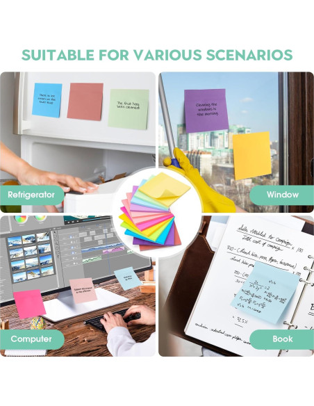 Notas Adhesivas YISAN 7.62x7.62 cm 12 Blocs 600 Hojas Colores Notas Adhesivas YISAN 7.62x7.62 cm 12 Blocs 600 Hojas Colores