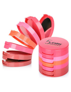 Paleta de Rubor Facial UCANBE 5 Colores Mate 40g con Brocha