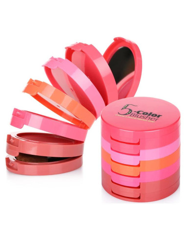 Paleta de Rubor Facial UCANBE 5 Colores Mate 40g con Brocha