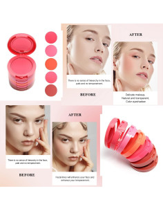 Paleta de Rubor Facial UCANBE 5 Colores Mate 40g con Brocha 2