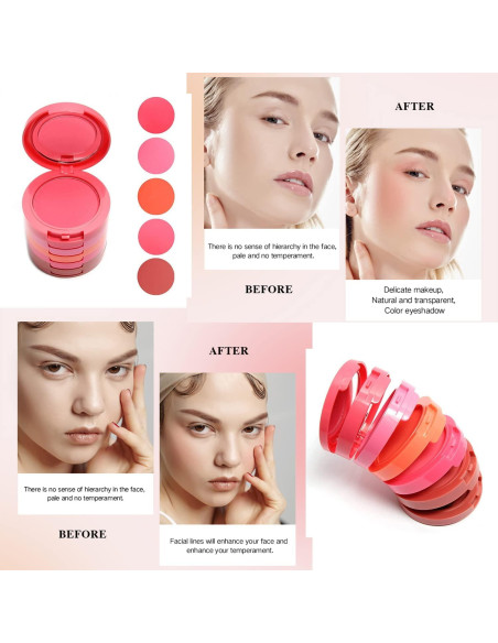 Paleta de Rubor Facial UCANBE 5 Colores Mate 40g con Brocha