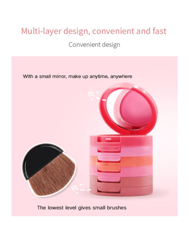 Paleta de Rubor Facial UCANBE 5 Colores Mate 40g con Brocha