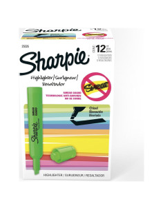Marcadores de Resaltador Sharpie Tank Verde Fluorescente - 12 Unidades