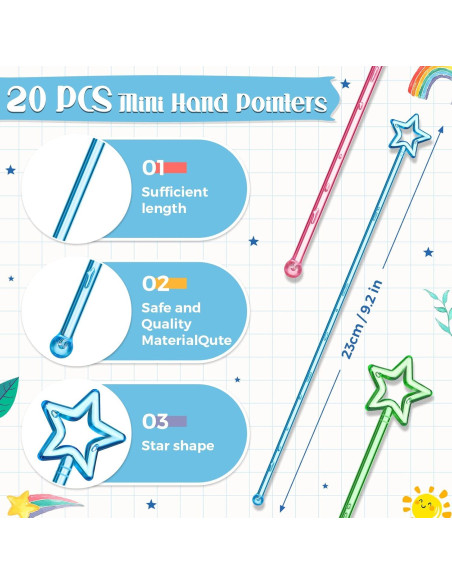 20 Pcs Punteros de Dedo Plástico Capoda para Lectura Infantil