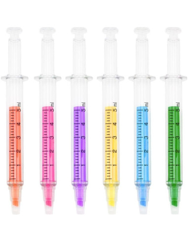 Set 16 Bolígrafos Jeringa y Pastilla SunAngel - Fluorescentes