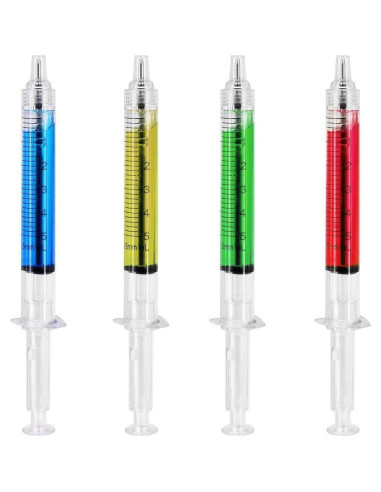 Set 16 Bolígrafos Jeringa y Pastilla SunAngel - Fluorescentes