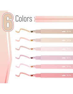 Marcadores Estéticos Mr. Pen, 6 pcs, Punta Cincel, Colores Vintage 2