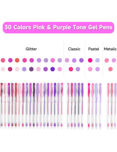 Bolígrafos de Gel Shuttle Art 60 Piezas Rosa Púrpura 1.0mm 2