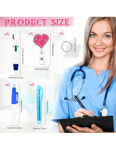 Conjunto de Regalo de Enfermera Fainne 24 Piezas con Bolígrafos y Clips