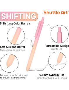 Bolígrafos de Gel Retráctiles Shuttle Art 15 Piezas Tinta Negra 0.5mm 2