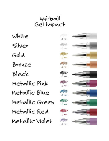 Bolígrafo de Gel Uniball Impact Bold 1mm Multicolor 3 Unidades