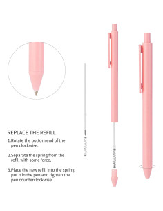 Bolígrafos Retráctiles Pastel WY WENYUAN 12 Pcs Tinta Negra 1mm 2