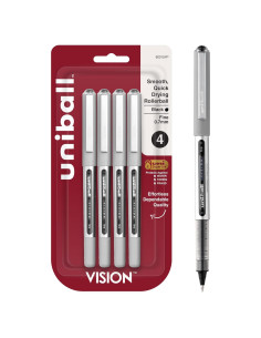 Bolígrafos uni-ball Vision Stick Roller Ball 0.7mm Tinta Negra - 4 Unidades