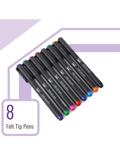 Marcadores de Punta Fina Mr. Pen, Paquete de 8 Colores 0.7mm 2