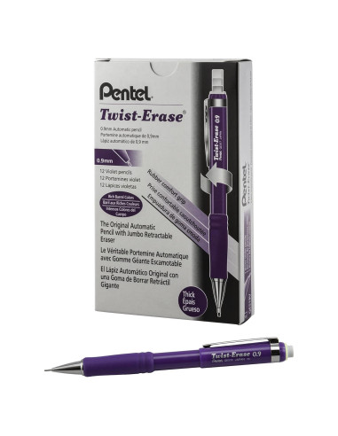 Lápiz Mecánico Pentel Twist-Erase III 0.9mm Violeta - Caja 12
