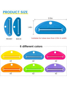 Exprimidores de Pasta Dental LOVEINUSA 12PCS Multicolor 8.9cm 2