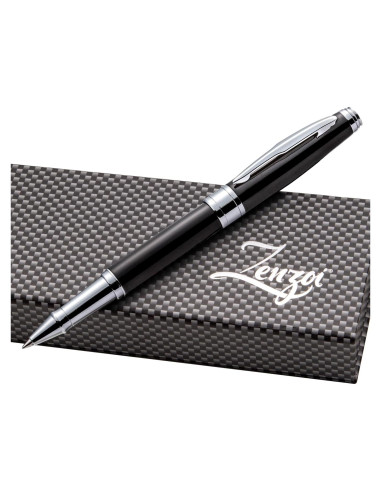 Pluma Rollerball ZenZoi Ejecutiva Negra con Tinta Fina Recargable