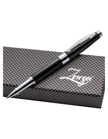 Pluma Rollerball ZenZoi Ejecutiva Negra con Tinta Fina Recargable