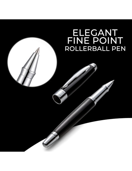 Pluma Rollerball ZenZoi Ejecutiva Negra con Tinta Fina Recargable