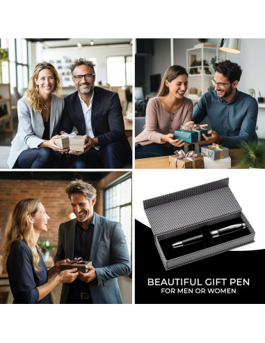 Pluma Rollerball ZenZoi Ejecutiva Negra con Tinta Fina Recargable