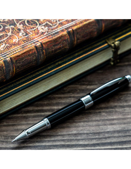 Pluma Rollerball ZenZoi Ejecutiva Negra con Tinta Fina Recargable