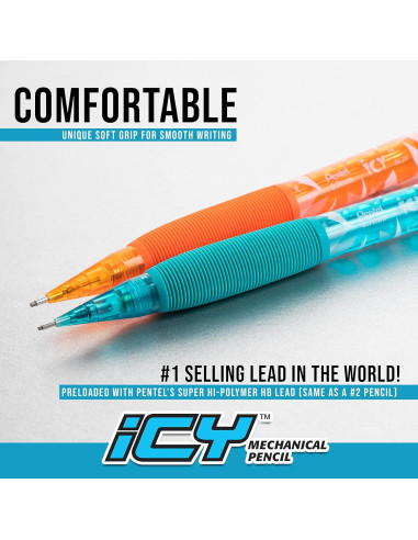 Lápiz Mecánico Pentel Icy 0.7mm Multicolor Paquete de 12