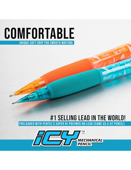 Lápiz Mecánico Pentel Icy 0.7mm Multicolor Paquete de 12