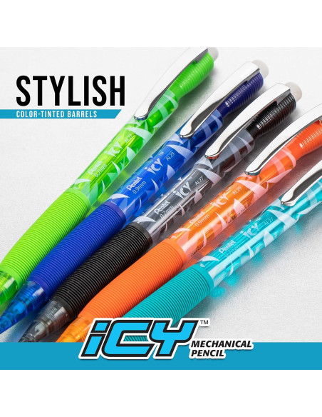 Lápiz Mecánico Pentel Icy 0.7mm Multicolor Paquete de 12