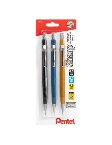 Lápiz Mecánico Pentel Sharp 3 Paquetes 0.5mm, 0.7mm, 0.9mm
