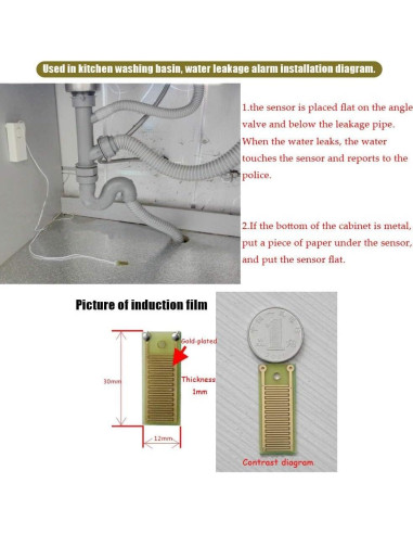 Ximimark Alarma de Fuga de Agua 2Pcs 120dB Detección Inundación