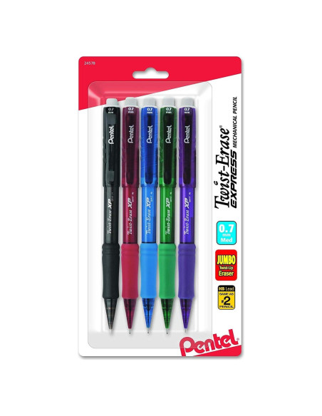 Lápiz Mecánico Pentel Twist-Erase Express 0.7mm Paquete de 5