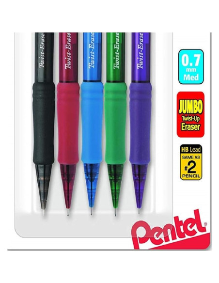 Lápiz Mecánico Pentel Twist-Erase Express 0.7mm Paquete de 5