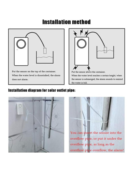 Ximimark Alarma de Fuga de Agua 2Pcs 120dB Detección Inundación