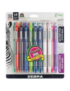Juego de bolígrafos retráctiles Zebra Pen Z-Grip 18 unidades