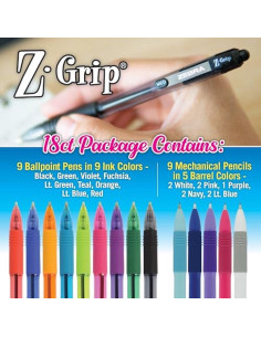 Juego de bolígrafos retráctiles Zebra Pen Z-Grip 18 unidades 2