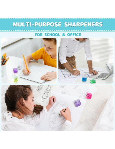 Paquete de 100 Sacapuntas Craiiby Doble Agujero Multicolor