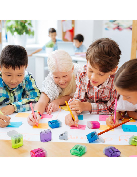 Paquete de 100 Sacapuntas Craiiby Doble Agujero Multicolor