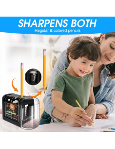 Sacapuntas Eléctrico Alkpory Negro para Niños - Seguro y Rápido 2