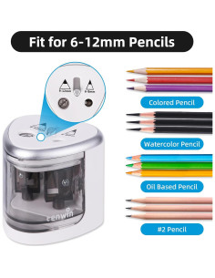 Sacapuntas eléctrico Tihoo doble orificio para lápices 6-12mm 2