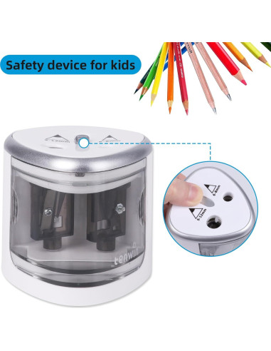 Sacapuntas eléctrico Tihoo doble orificio para lápices 6-12mm