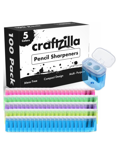 Paquete de 100 Sacapuntas Manuales Craftzilla Multicolor