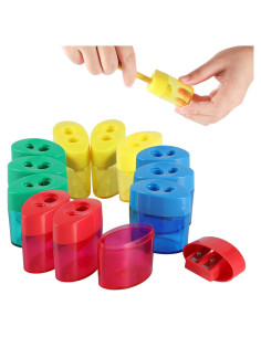 Sacapuntas Manual KIDMEN 2 Agujeros - Paquete de 12 Colores